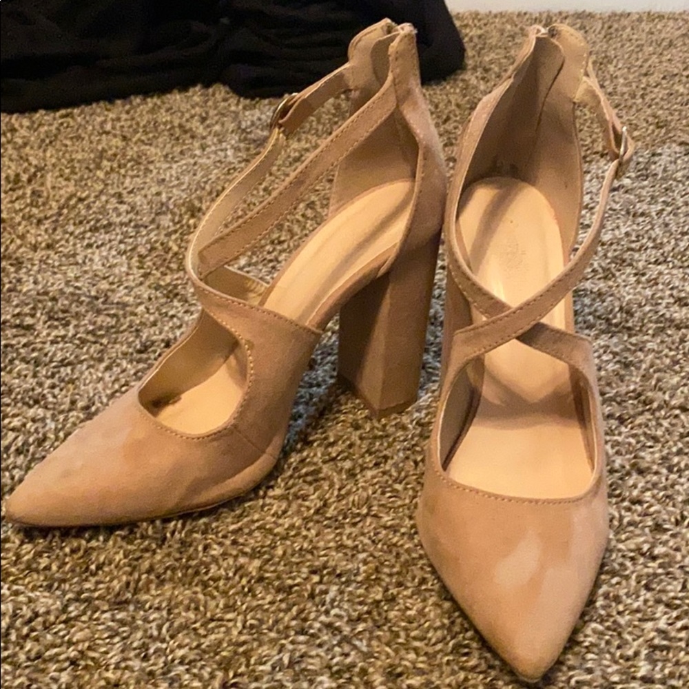 Nude block heel